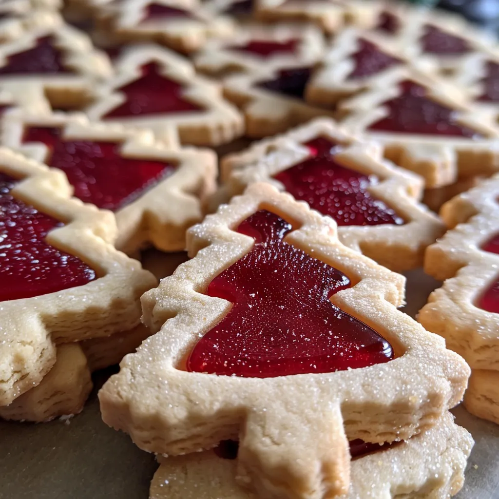 Christmas Tree Linzer Cookies with Raspberry Jam
