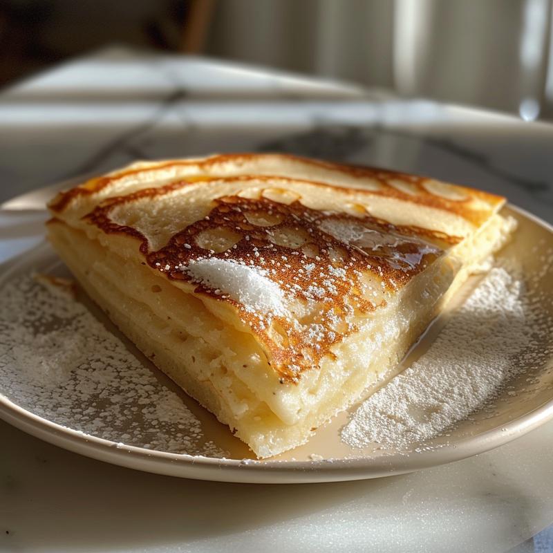 Close-up of a Valentine's Day pancake slice on a white plate.