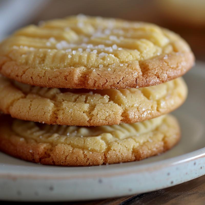Stack of three lemon cookies on a gray plate.