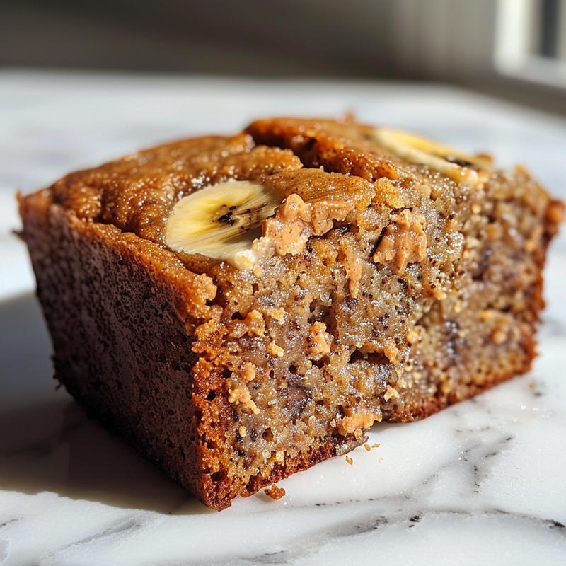 Close-up of gluten-free banana bread showing texture and ingredients.