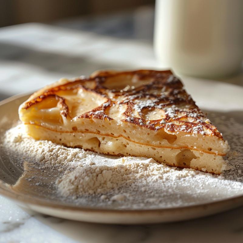 Close-up of a Valentine's Day pancake slice on a white plate.